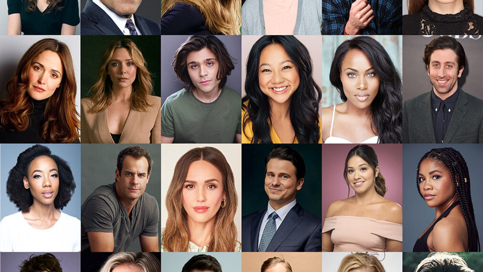 AAS_Alumni_Grid Atlantic Acting School alumni grid of photos of many people on different color solid backgrounds
