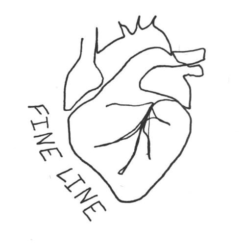 Line art drawing of a heart with "Fine Line" text.