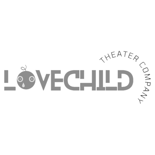 Lovechild Theater Company logo. The logo features the word "LOVECHILD" with a baby face replacing the "O".